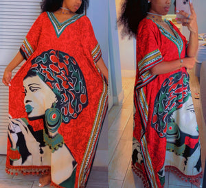 Beautiful Israelite Kaftan Dress (Red Serenity)