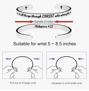 Engraved Scriptural Bracelet Cuff(I can do all things in CHRIST who strengthens me)