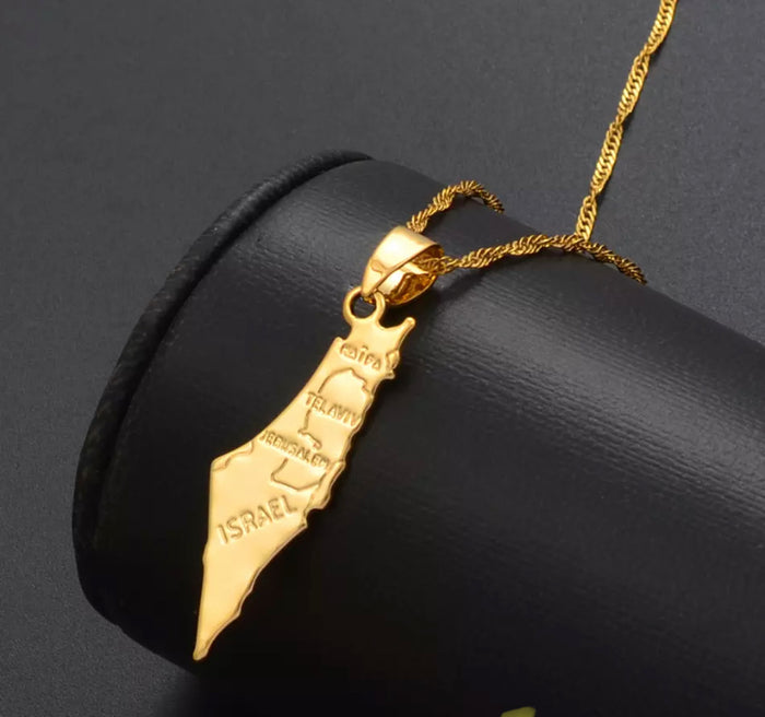 18k Gold Plated Israel Pendant